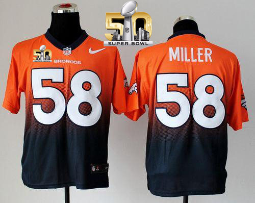 Nike Broncos #58 Von Miller Orange/Navy Blue Super Bowl 50 Men's Stitched NFL Elite Fadeaway Fashion Jersey